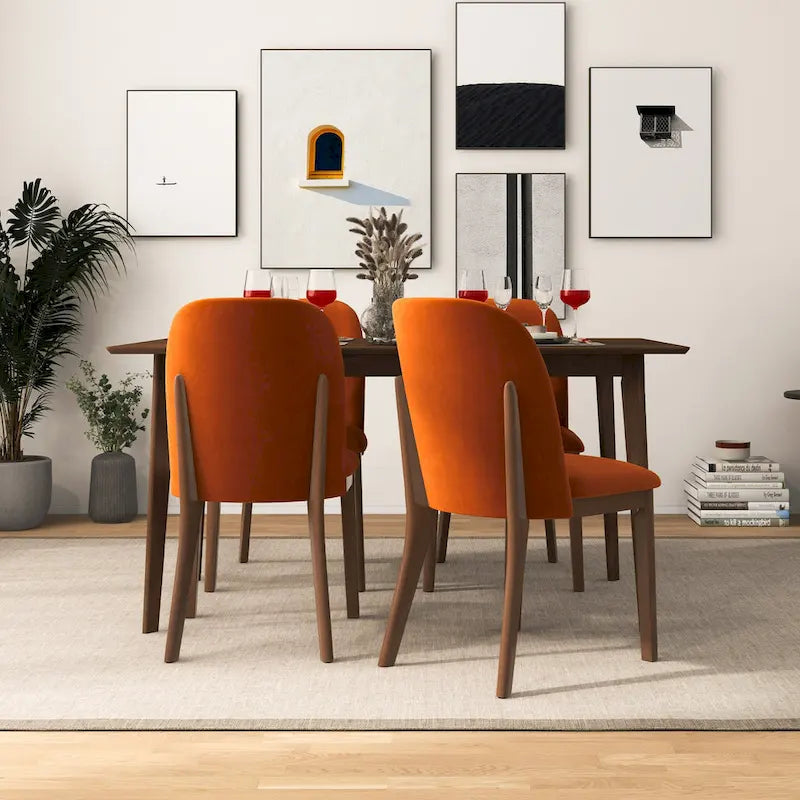 Mid Century Modern Linen/Velvet Dining Chair ( of 2)