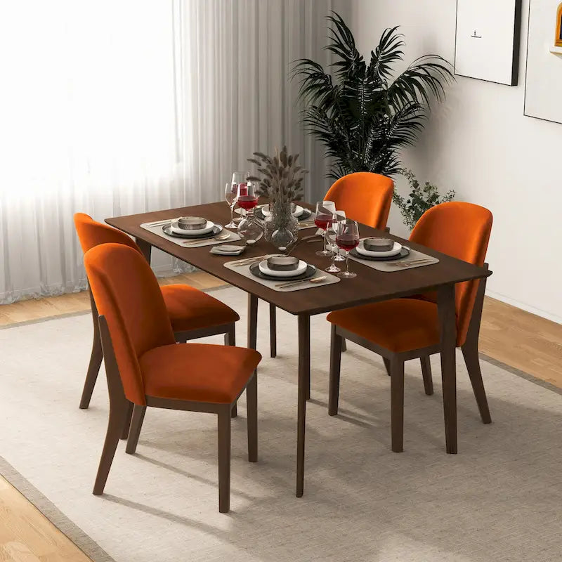 Mid Century Modern Linen/Velvet Dining Chair ( of 2)