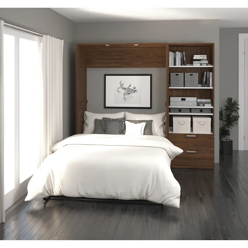 Full Murphy Bed and Shelving Unit with Drawers