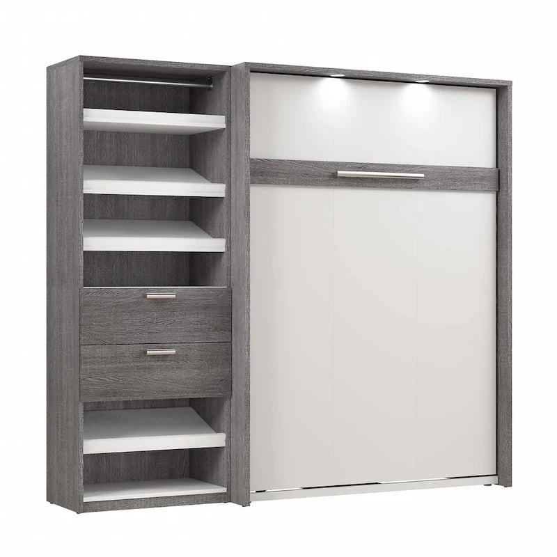 Full Murphy Bed and Shelving Unit with Drawers