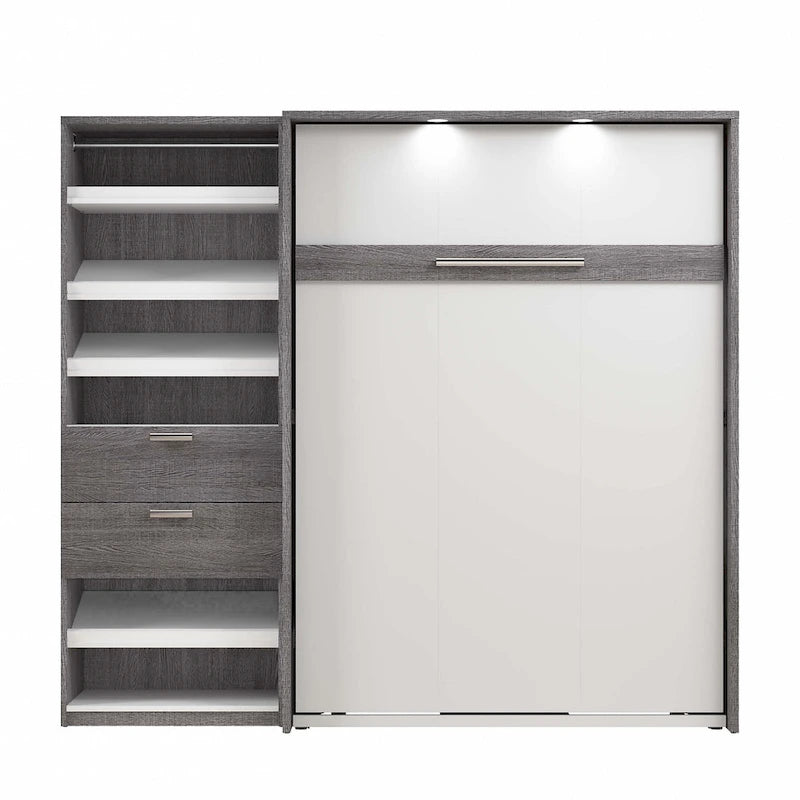 Full Murphy Bed and Shelving Unit with Drawers