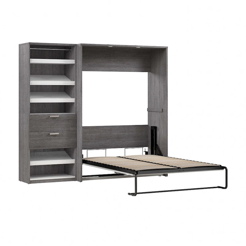Full Murphy Bed and Shelving Unit with Drawers