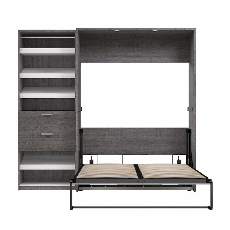 Full Murphy Bed and Shelving Unit with Drawers
