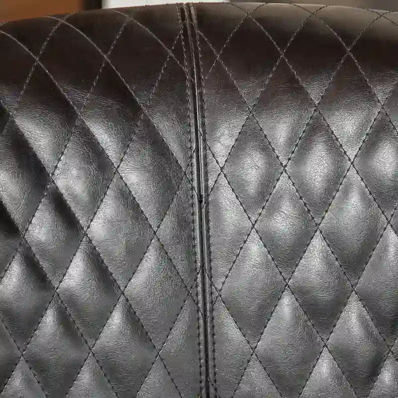 Black Bonded Leather Quilted Club Chair