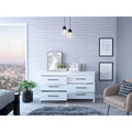 6 Drawer Double Dresser with Roller Guides, Metal Pulls and 4 Legs