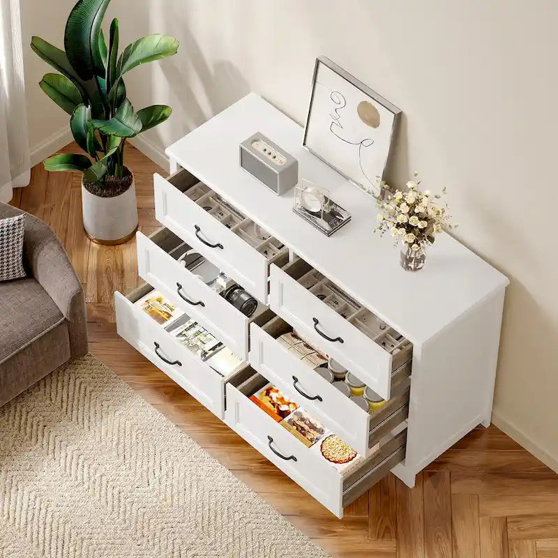 6-Drawers Dresser Storage, Modern Wood Vertical Organizer Storage Tower for Bedroom