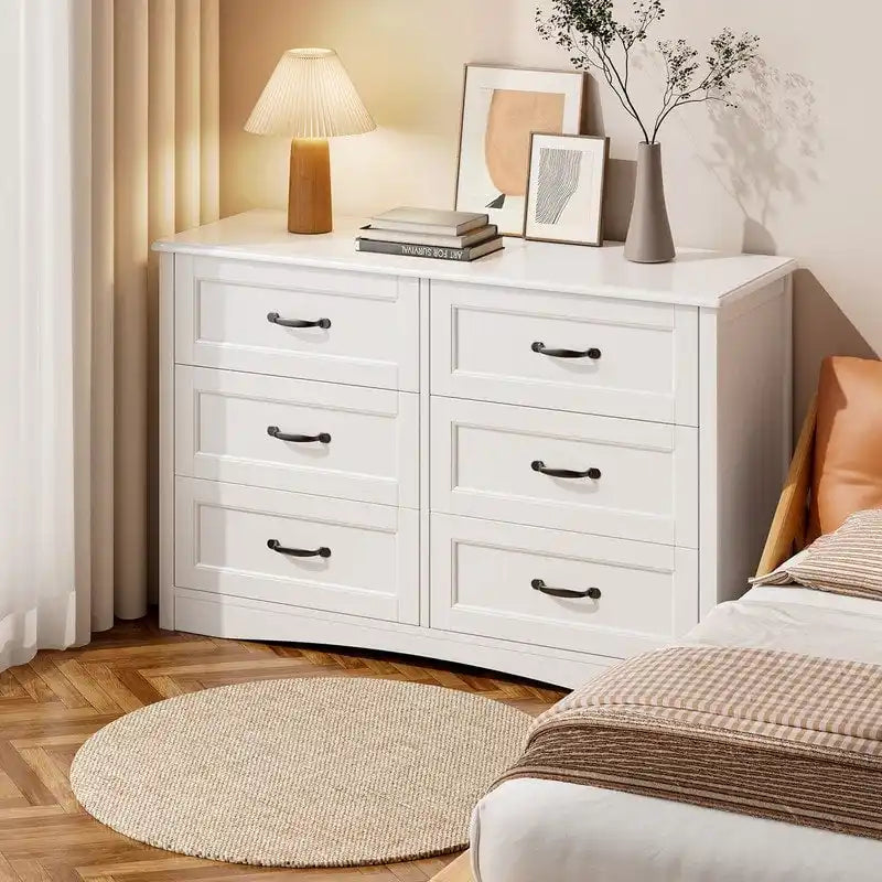 6-Drawers Dresser Storage, Modern Wood Vertical Organizer Storage Tower for Bedroom