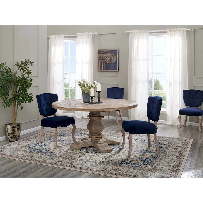 59 Round Pine Wood Dining Table - Brown