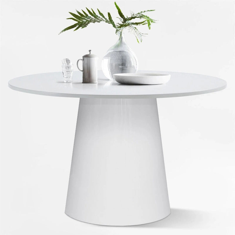 46 White Round Pedestal Dining Table