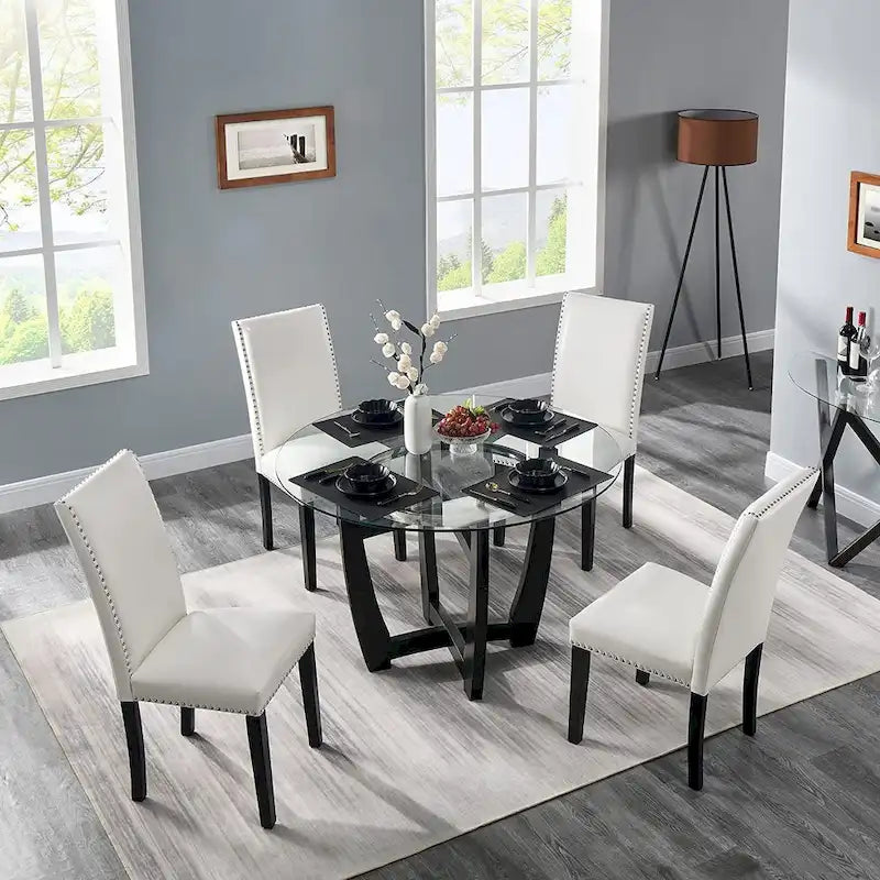 Faux Leather Kitchen Dining Accent Chairs of 2