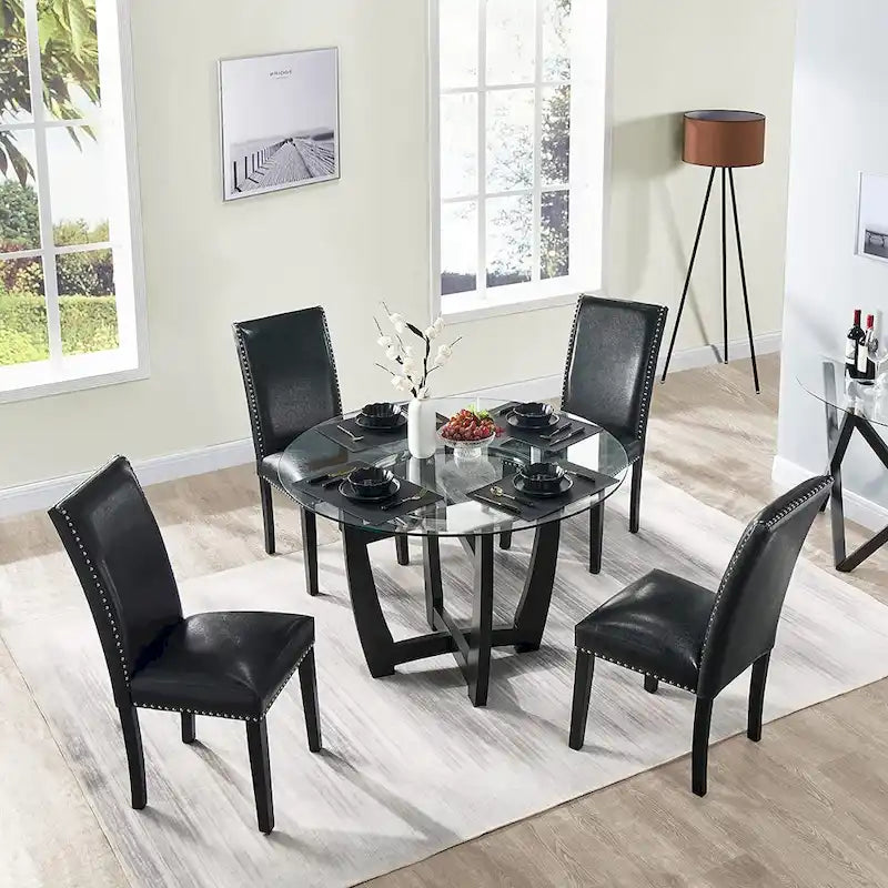 Faux Leather Kitchen Dining Accent Chairs of 2