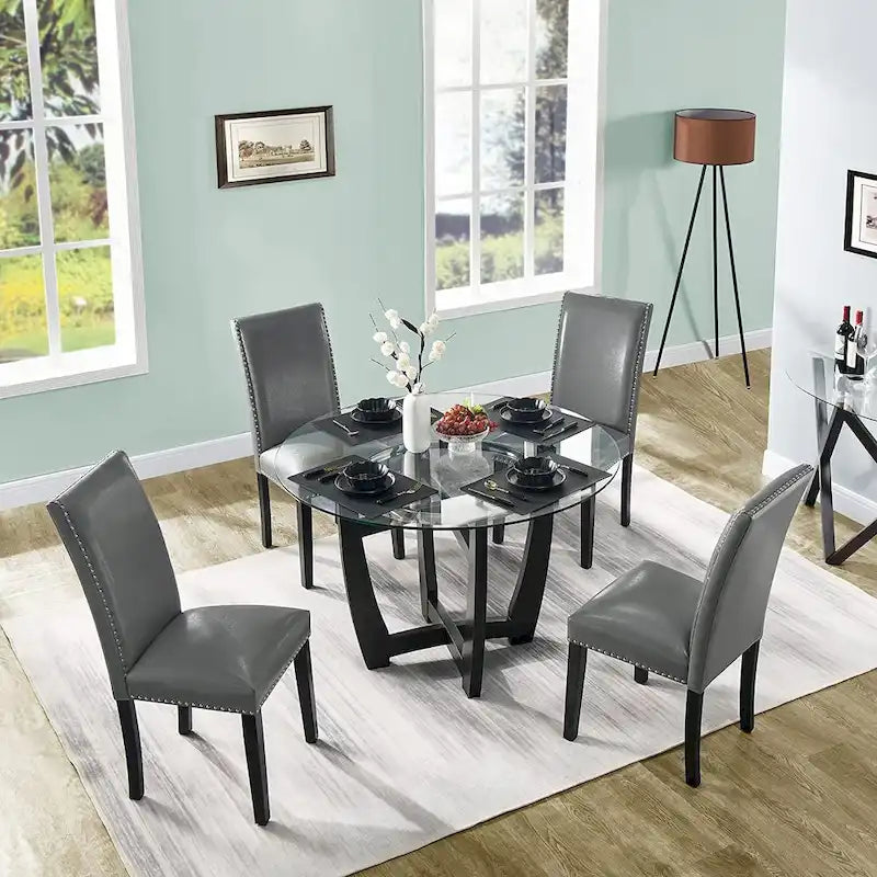 Faux Leather Kitchen Dining Accent Chairs of 2