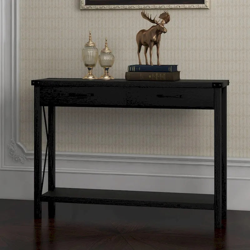 Narrow Sofa Table with 2 Drawers for Entryway