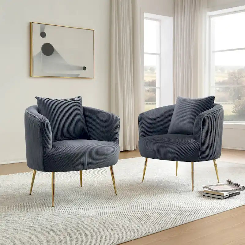of 2 Velvet Accent Side Chair with Back Cushion