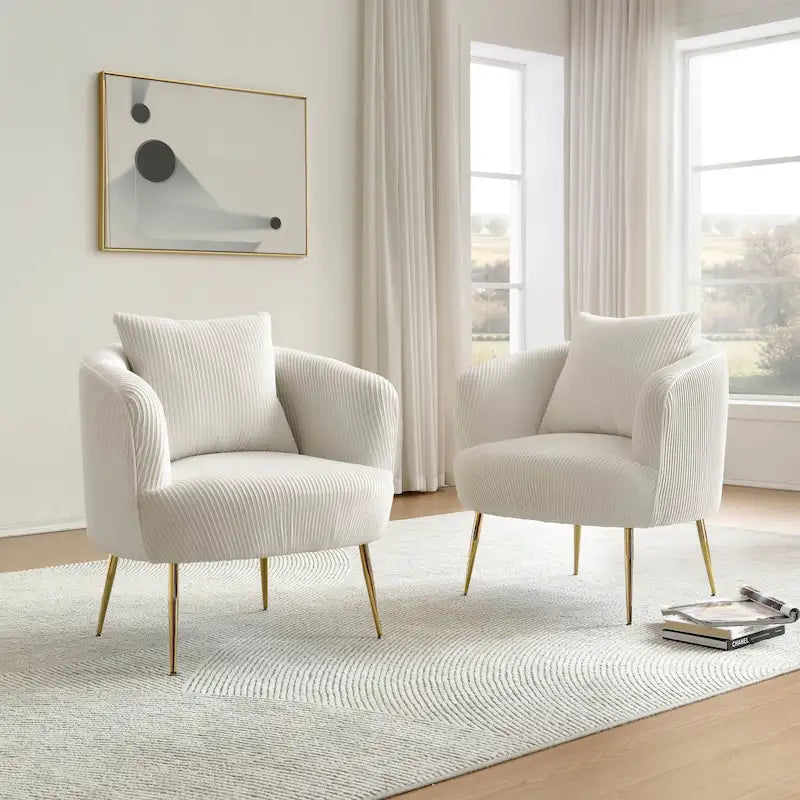 of 2 Velvet Accent Side Chair with Back Cushion