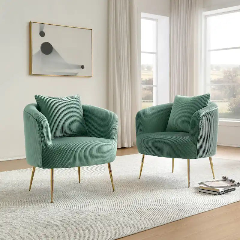 of 2 Velvet Accent Side Chair with Back Cushion