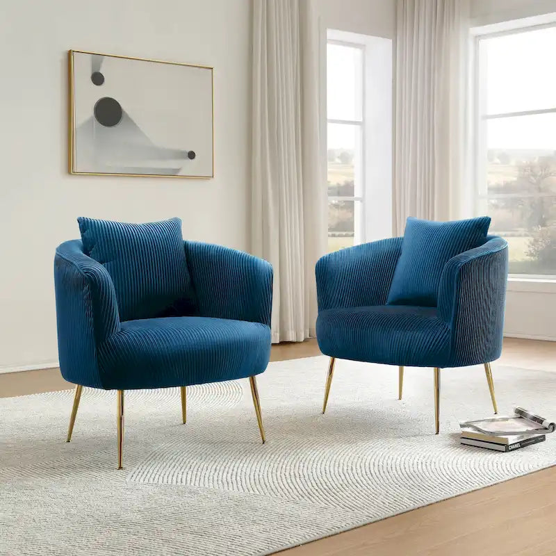 of 2 Velvet Accent Side Chair with Back Cushion