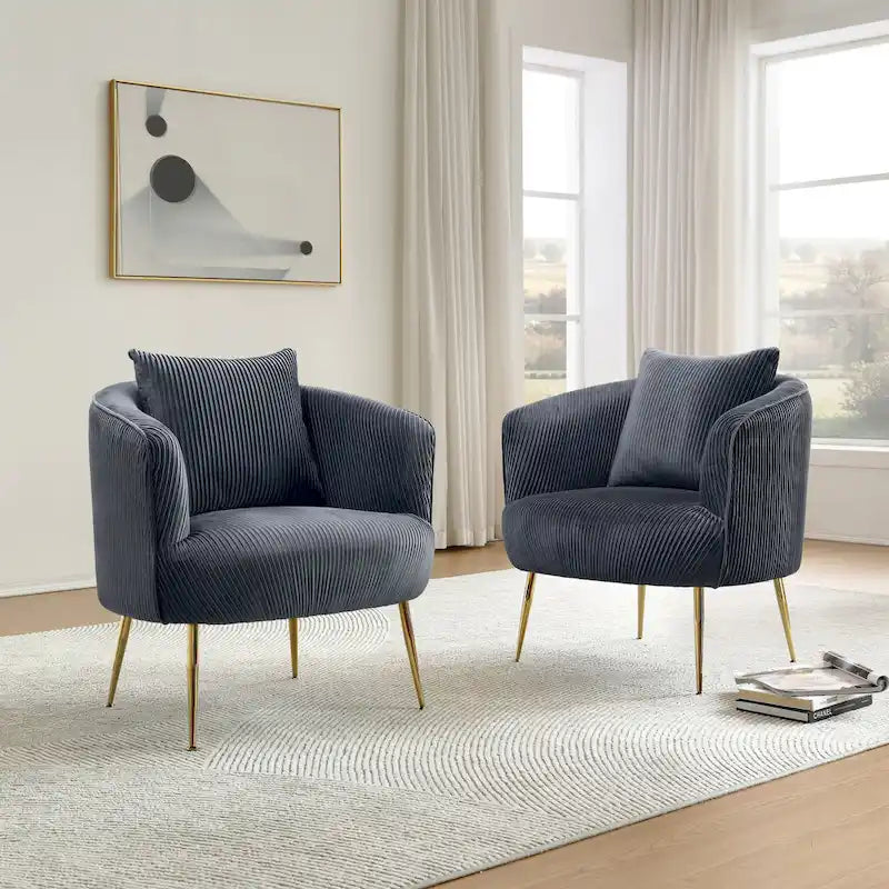 of 2 Velvet Accent Side Chair with Back Cushion