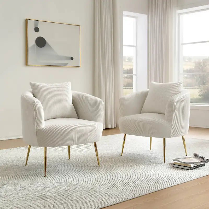 of 2 Velvet Accent Side Chair with Back Cushion
