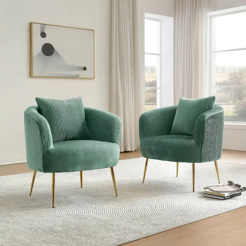 of 2 Velvet Accent Side Chair with Back Cushion