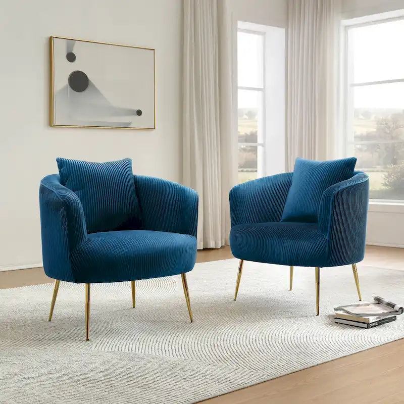 of 2 Velvet Accent Side Chair with Back Cushion