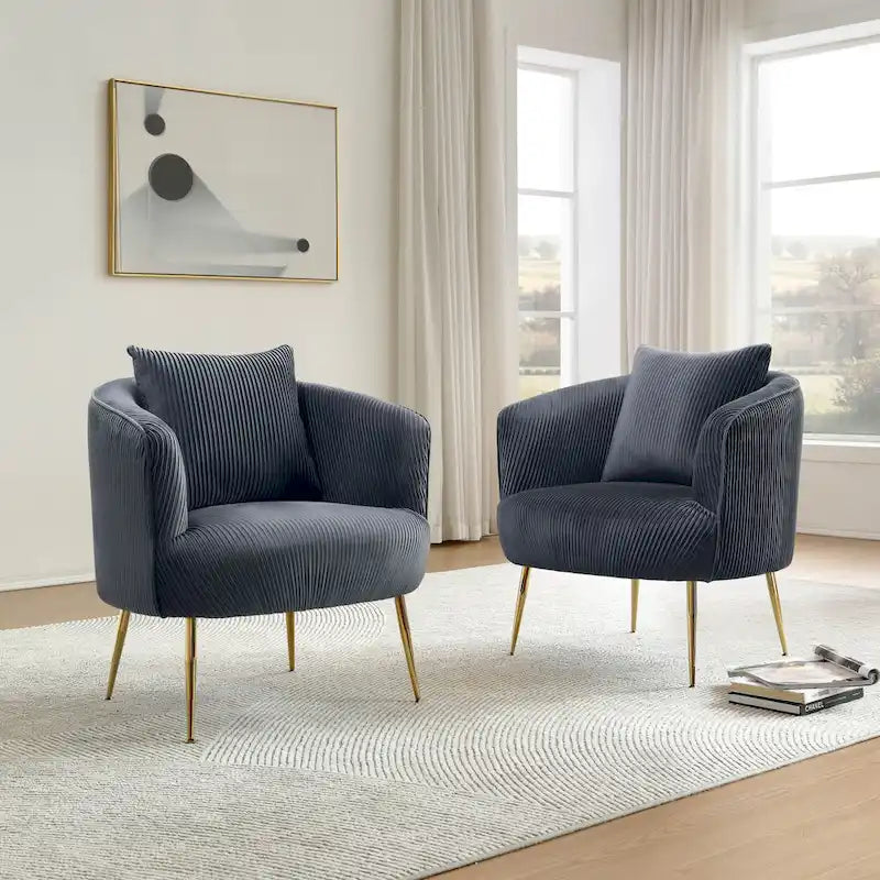 of 2 Velvet Accent Side Chair with Back Cushion