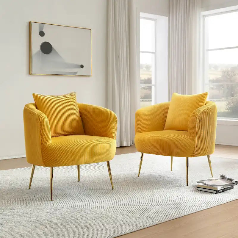 of 2 Velvet Accent Side Chair with Back Cushion