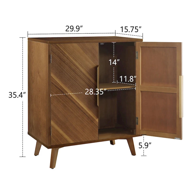 Handcrafted Wood Sideboard with 2 Doors