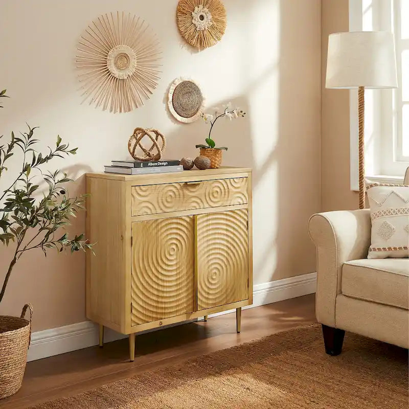 Handcrafted Wood Sideboard with 2 Doors