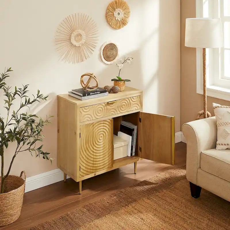 Handcrafted Wood Sideboard with 2 Doors