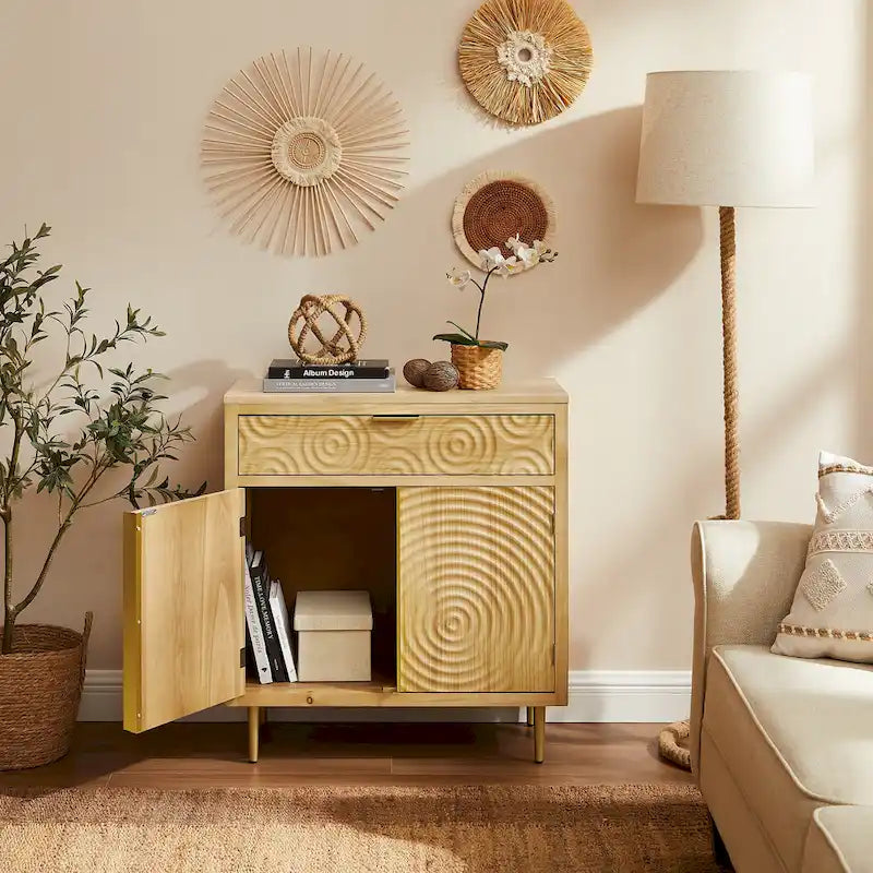 Handcrafted Wood Sideboard with 2 Doors