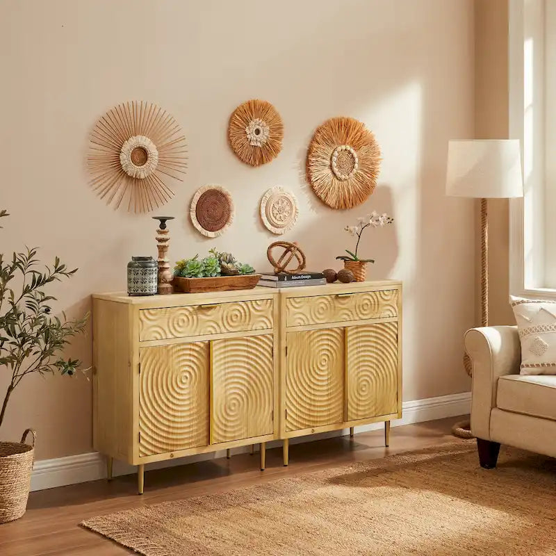 Handcrafted Wood Sideboard with 2 Doors