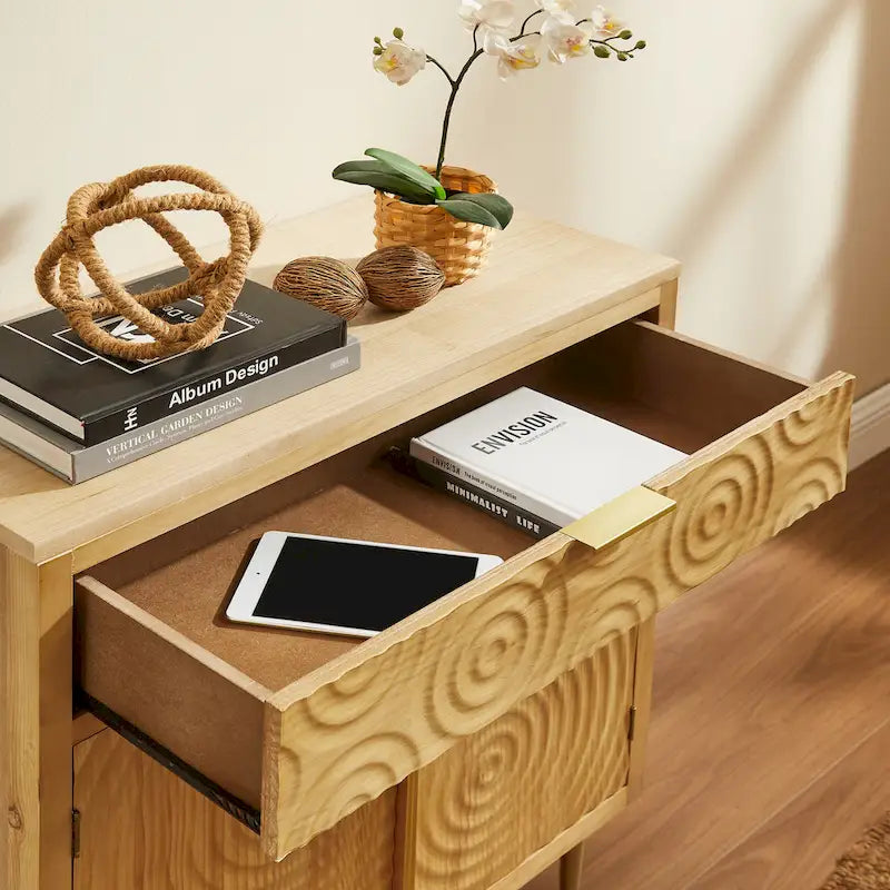 Handcrafted Wood Sideboard with 2 Doors