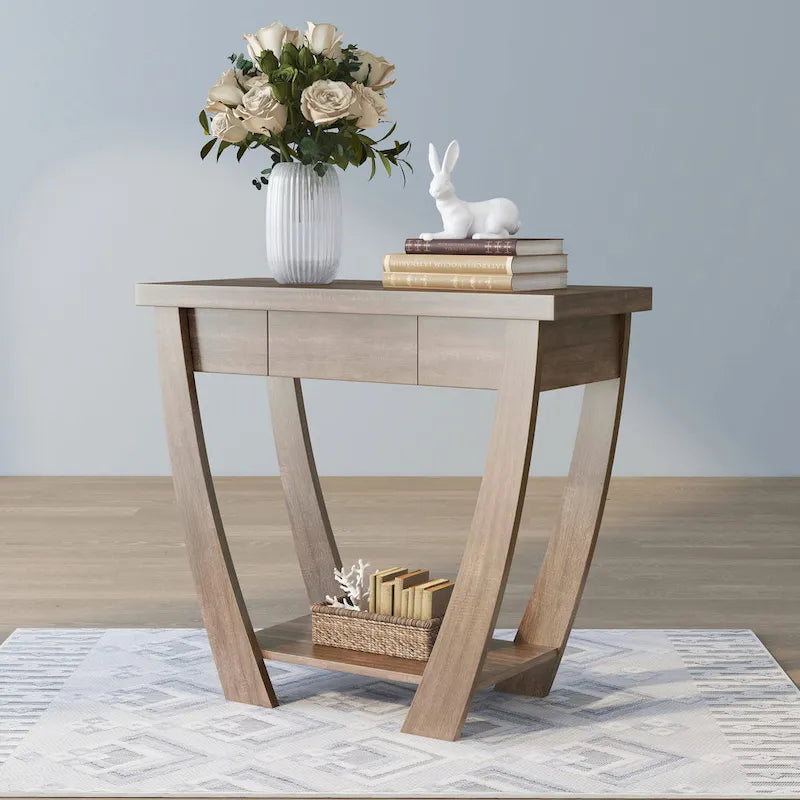 Curved Entryway Storage Sofa Table by