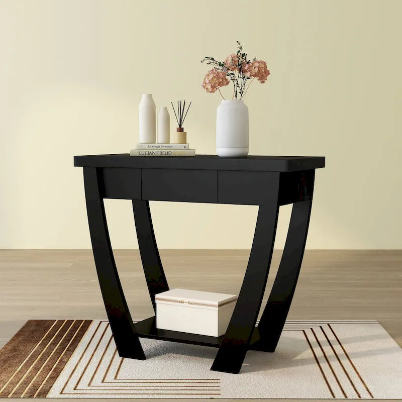 Curved Entryway Storage Sofa Table by