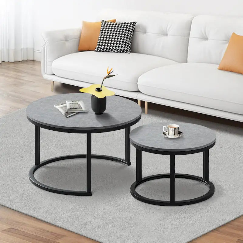 Modern Wooden Waterproof Round Nesting Coffee Table of 2