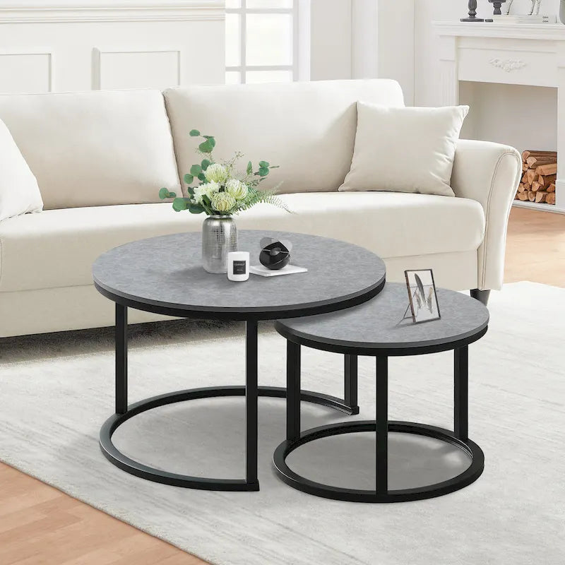 Modern Wooden Waterproof Round Nesting Coffee Table of 2