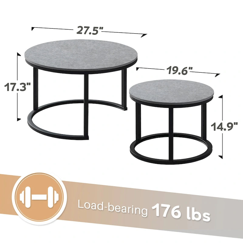 Modern Wooden Waterproof Round Nesting Coffee Table of 2