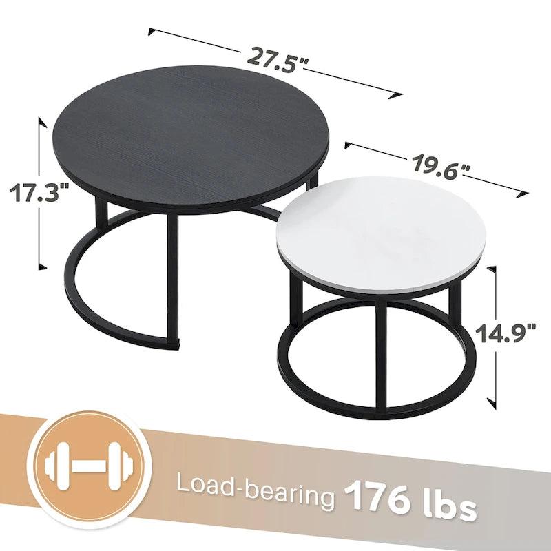 Modern Wooden Waterproof Round Nesting Coffee Table of 2