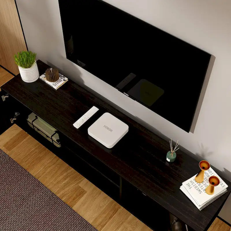 Sideboard Entertainment Centers TV Stand 2 Doors End Table White/Brown