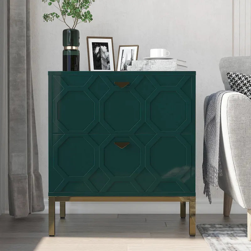 Wooden 2-Drawer Storage Nightstand