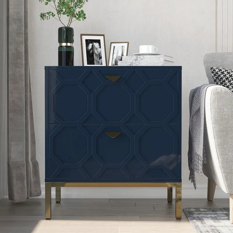 Wooden 2-Drawer Storage Nightstand
