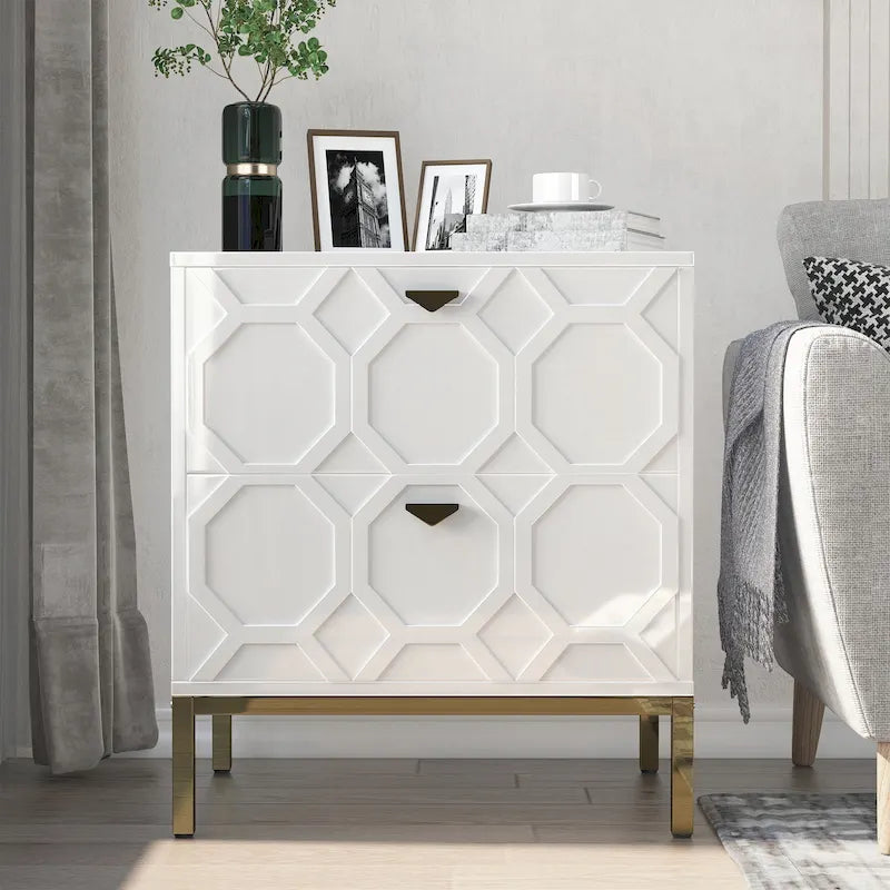 Wooden 2-Drawer Storage Nightstand