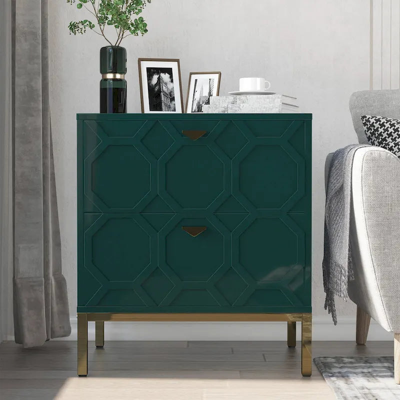 Wooden 2-Drawer Storage Nightstand