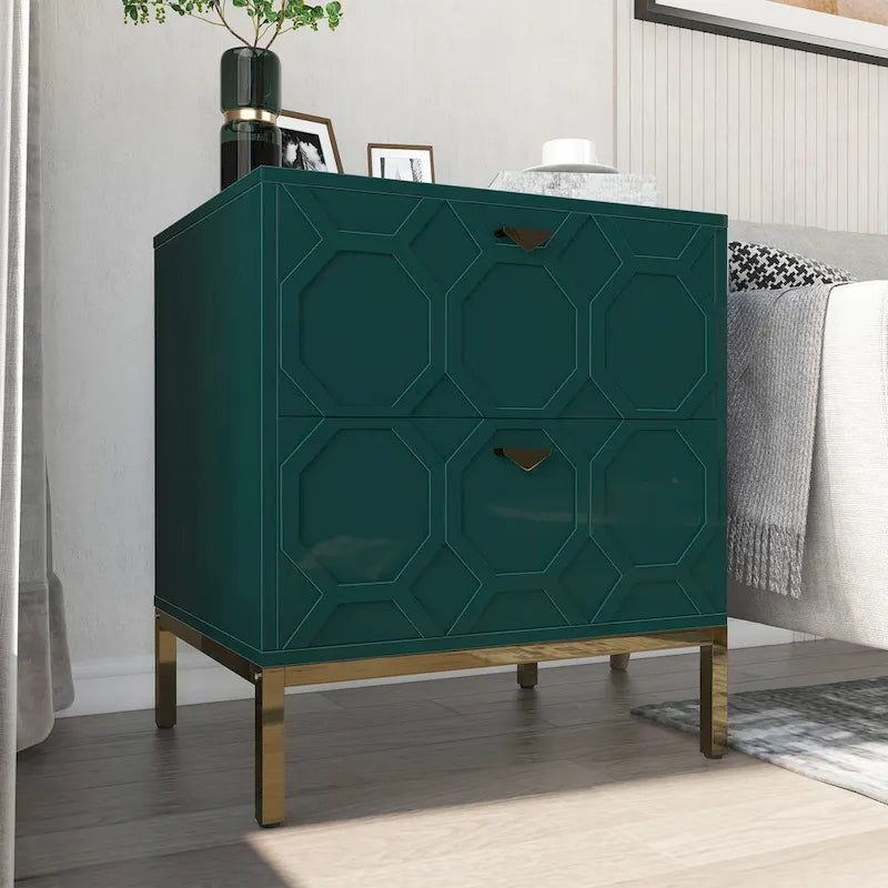 Wooden 2-Drawer Storage Nightstand