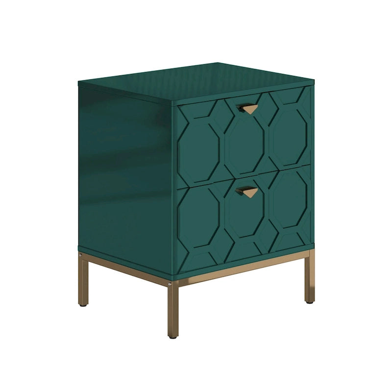 Wooden 2-Drawer Storage Nightstand