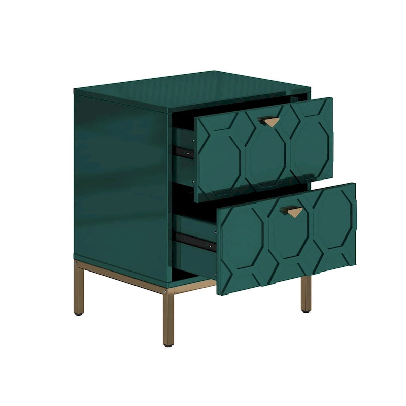 Wooden 2-Drawer Storage Nightstand