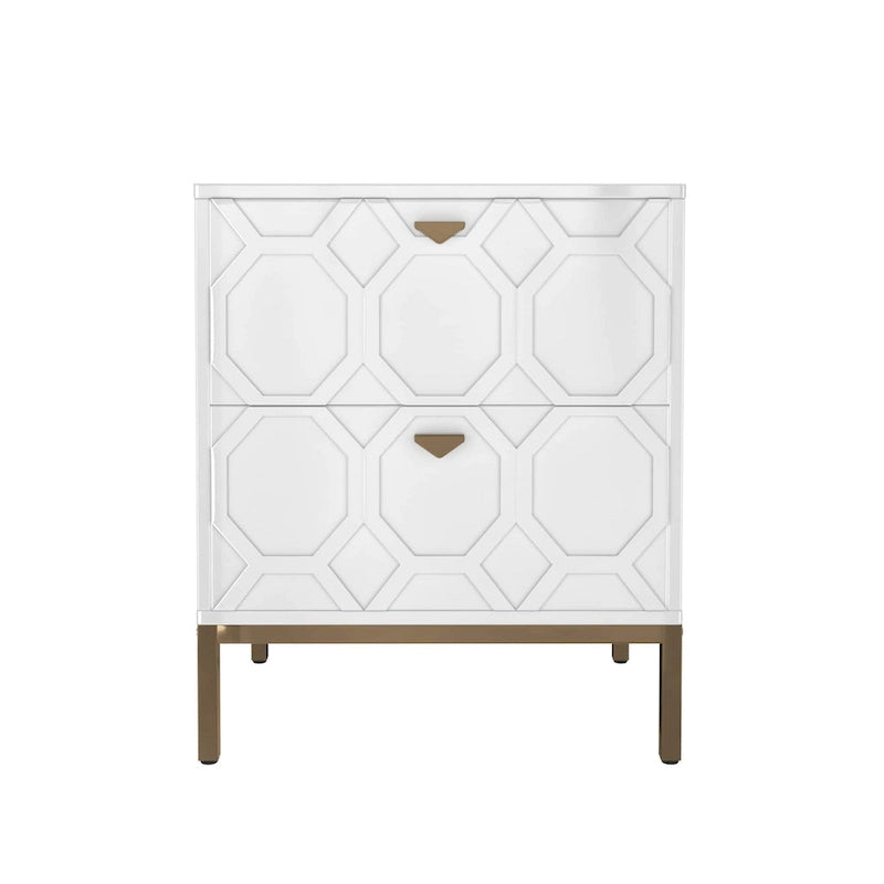 Wooden 2-Drawer Storage Nightstand