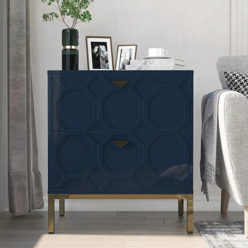 Wooden 2-Drawer Storage Nightstand