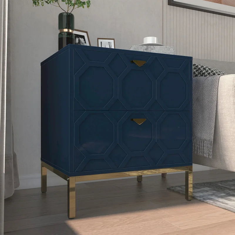Wooden 2-Drawer Storage Nightstand